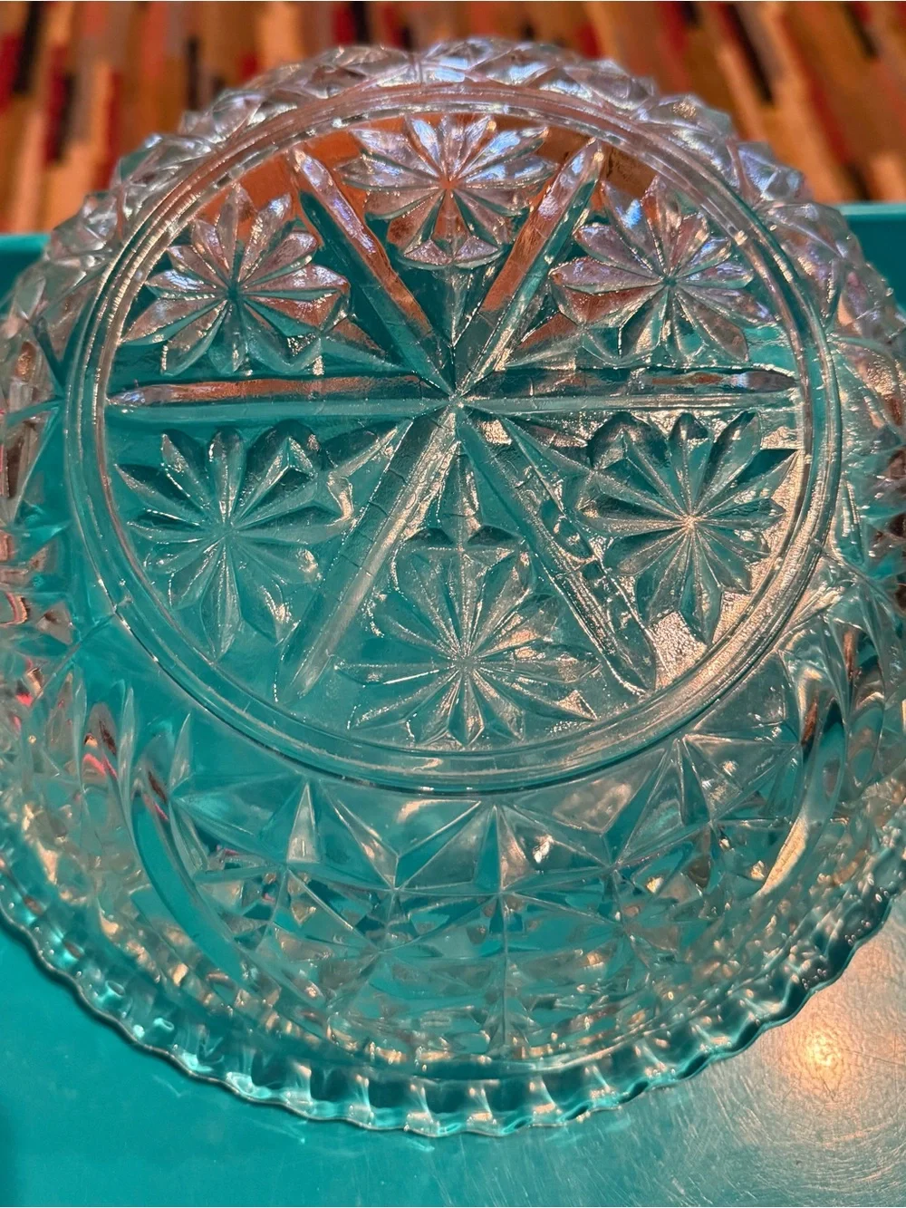 Vintage Anchor Hocking Star & Bars Large Serving Bowl. 10 1/4”. Heavy